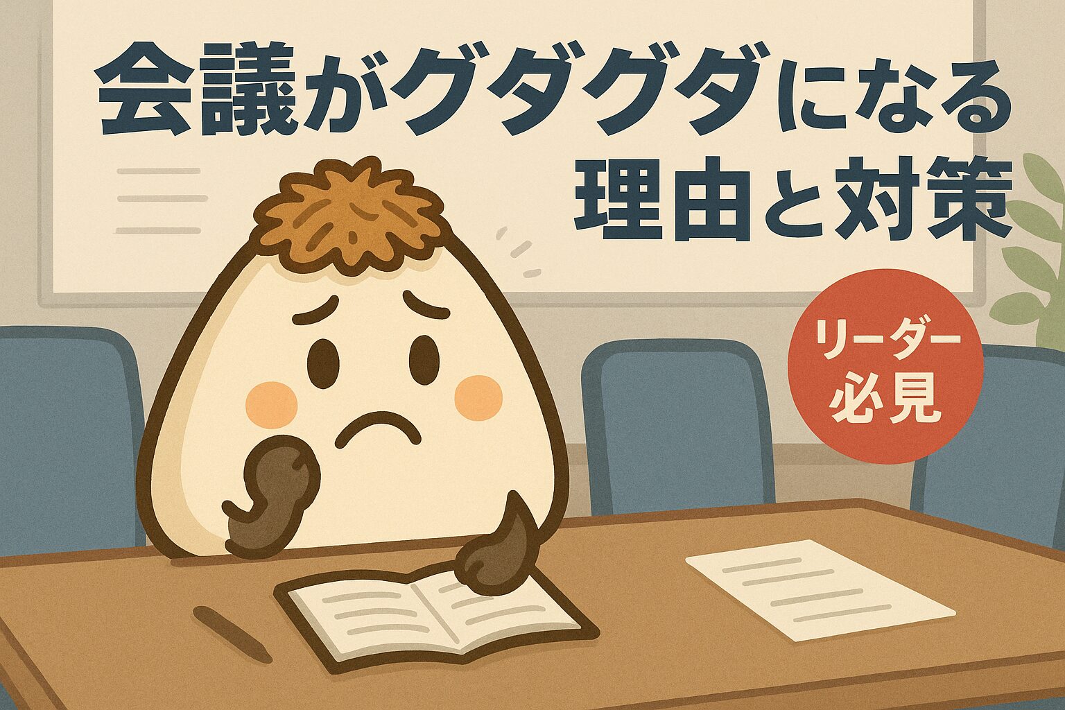 会議で何も決まらなくて困っているおかかくん