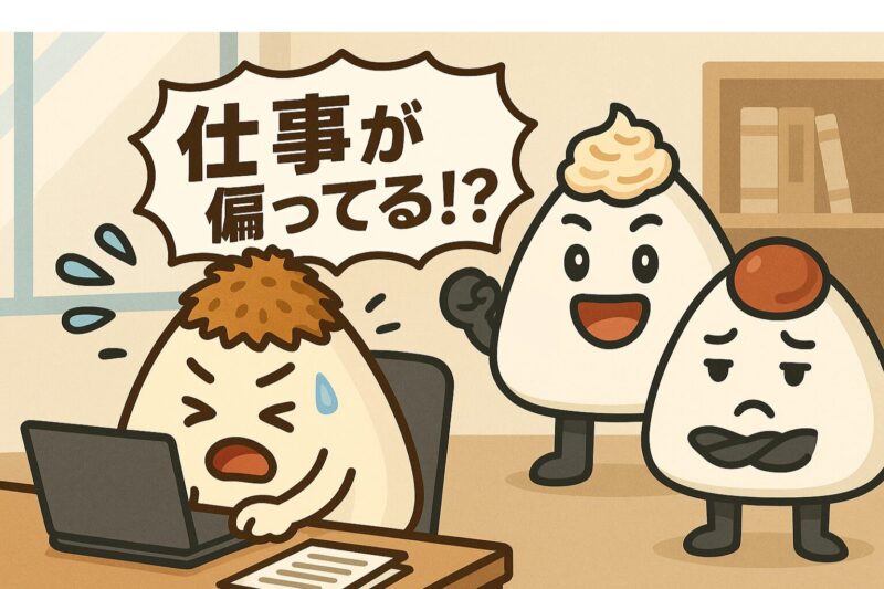 オフィスでおかかくんが忙しくPCに向かっている横で、他のメンバーが手持ちぶさたになっている