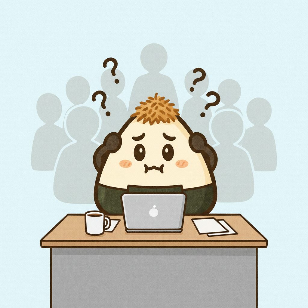 職場でイライラさせる人に囲まれるおかかくん